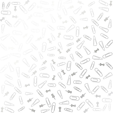 лист односторонней бумаги с серебряным тиснением, дизайн silver drawing pins and paperclips, white, 30,5см х 30,5см