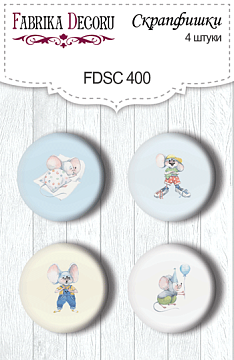 Set of 4pcs flair buttons for scrabooking My little mousy boy #400