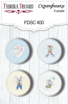 Set mit 4 Flair-Buttons zum Scrapbooking My little mousy boy #400