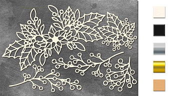 Chipboard embellishments set, Poinsettia #622