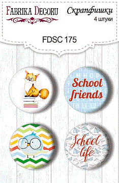 Set of 4pcs flair buttons for scrabooking "School life" #175