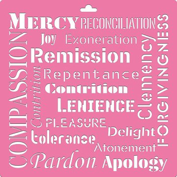 Stencil for decoration XL size (30*30cm), Mercy and Forgivingness (inscriptions), #214