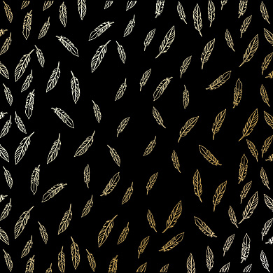 лист односторонней бумаги с фольгированием, дизайн golden feather black, 30,5см х 30,5см