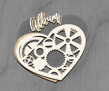Mega shaker dimension set, 15cm x 15cm, Figured frame Heart with Gears - 2