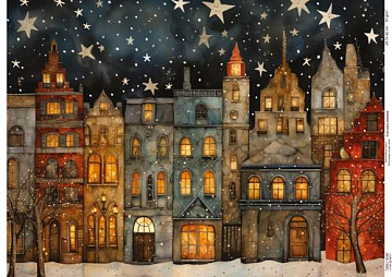 Papier do decoupage Przytulne domki-7, #0924, 29,7x42cm