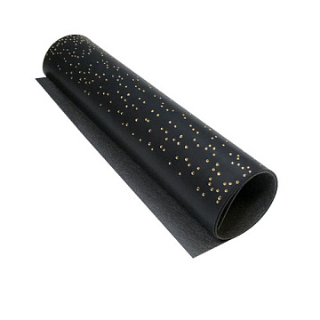 Piece of PU leather for bookbinding with gold pattern Golden Mini Drops Black, 50cm x 25cm
