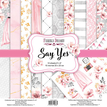 Double-sided scrapbooking paper set Say Yes 8"x8", 10 sheets