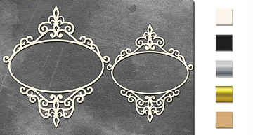 Chipboard embellishments set, Oval frames with monograms 4 #518