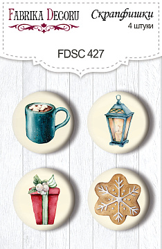 Set of 4pcs flair buttons for scrabooking Our warm Christmas #427