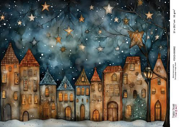 Decoupage card «Christmas houses-012» #000862, 21cm x 29,7cm