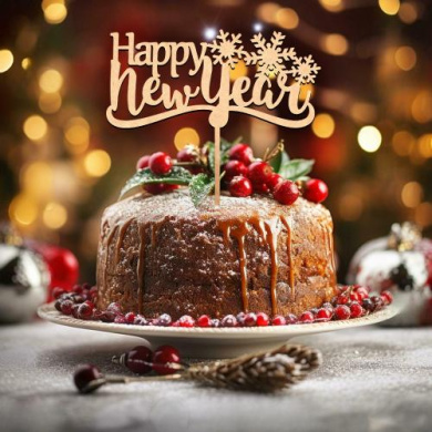 Топпер Happy New Year, #296, МДФ - 2 Топпер Happy New Year, #296, МДФ - 2