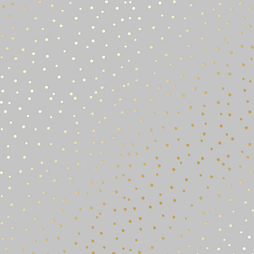 Sheet of single-sided paper with gold foil embossing, pattern Golden Drops Gray, 12"x12"
