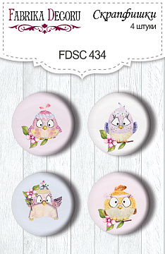 Set of 4pcs flair buttons for scrabooking Cutie sparrow girl #434
