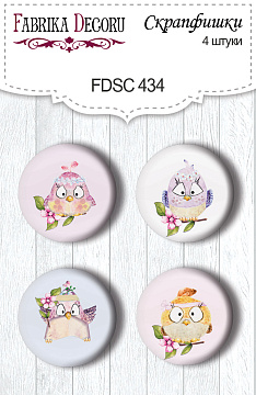 Set of 4pcs flair buttons for scrabooking Cutie sparrow girl #434
