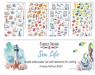 Double-sided paper set of pictures for cutting Sea Life 15x20cm