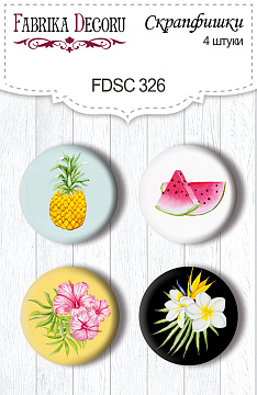 Set mit 4 Flair-Buttons zum Scrapbooking von "Wild Tropics 1" #326