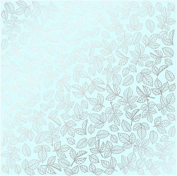 Sheet of single-sided paper embossed with silver foil, pattern Silver Rose leaves, color Mint 12"x12" 