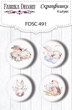 Set of 4pcs flair buttons for scrabooking Sweet bunny #491