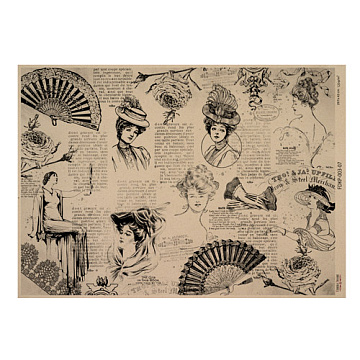 Arkusz kraft papieru z wzorem Vintage women's world #07, 42x29,7 cm