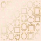 лист односторонней бумаги с фольгированием, дизайн golden frames beige, 30,5см х 30,5см