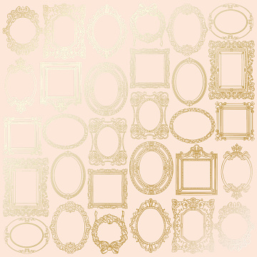 Sheet of single-sided paper with gold foil embossing, pattern "Golden Frames Beige"