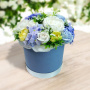 "Blue charm" composition with soap foam flowers in a hat box, 250 x 250 x 300 mm - 4
