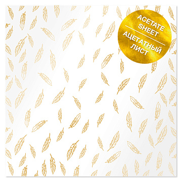 Acetatfolie mit goldenem Muster Golden Feather 12"x12"