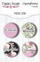 Set mit 4 Flair-Buttons zum Scrapbooking "Wild orchid" RU #208