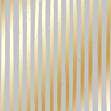 Sheet of single-sided paper with gold foil embossing, pattern Golden Stripes Gray, 12"x12" 