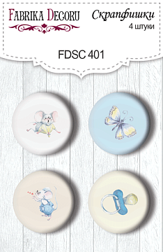 Set of 4pcs flair buttons for scrabooking My little mousy boy #401