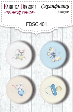 Set mit 4 Flair-Buttons zum Scrapbooking My little mousy boy #401