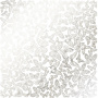 Sheet of single-sided paper embossed with silver foil, pattern Silver Butterflies White 12"x12" 