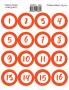 Set of stickers 16 pcs Orange numbers #364