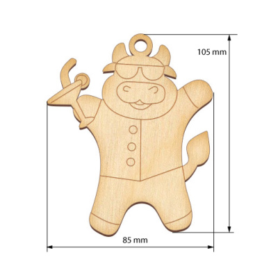 Figurine for painting and decorating #331 "The bull with martini" - 2