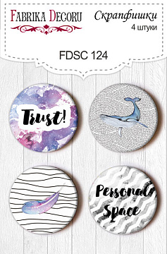 Set mit 4 Flair-Buttons für Scrapbooking #124