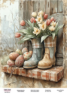 Decoupage card «Spring flowers-04» #000895, 21cm x 29,7cm