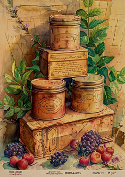 Kraft Decoupage Papier 21x29,7cm, “Botanica Vintage”, #0015
