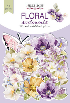 Set of die cuts Floral Sentiments, 54 pcs