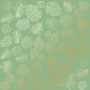 Sheet of single-sided paper with gold foil embossing, pattern Golden Tropical Leaves, color Avocado, 12"x12"