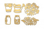 Набор чипбордов Баночки, лейка, стакан и цветы 10х15 см #779