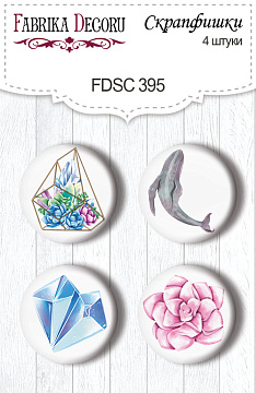 Set mit 4 Flair-Buttons zum Scrapbooking Mystical space #395