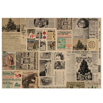 Arkusz kraft papieru z wzorem "Vintage Christmas", #6, 42x29,7 cm