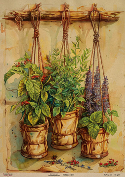 Kraftowy papier do decoupage, 29,7x42cm, „Botanica Kraft”, #0011