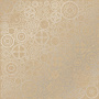 Sheet of single-sided paper embossed with silver foil, pattern Silver Gears Kraft 12"x12" 