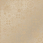 Sheet of single-sided paper embossed with silver foil, pattern Silver Gears Kraft 12"x12" 