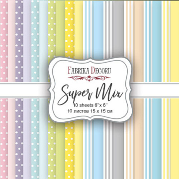 Double-sided scrapbooking paper set “Super Mix” 6”x6”, 10 sheets