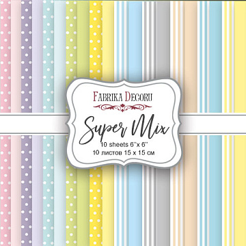 Doppelseitiges Scrapbooking-Papierset „Super Mix“, 15 cm x 15 cm , 10 Blätter