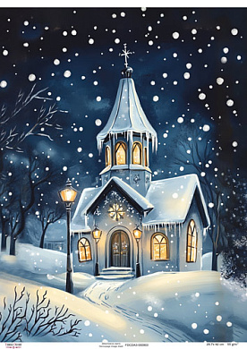 Decoupage Card Winter Chapel, #0903, 29.7x42cm