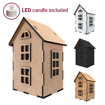 Blank for decorating "House 11" with LED candle included,  83 x 70 x 139 mm, #350