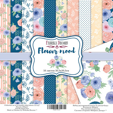 Double-sided scrapbooking paper set Flower mood 12"x12", 10 sheets